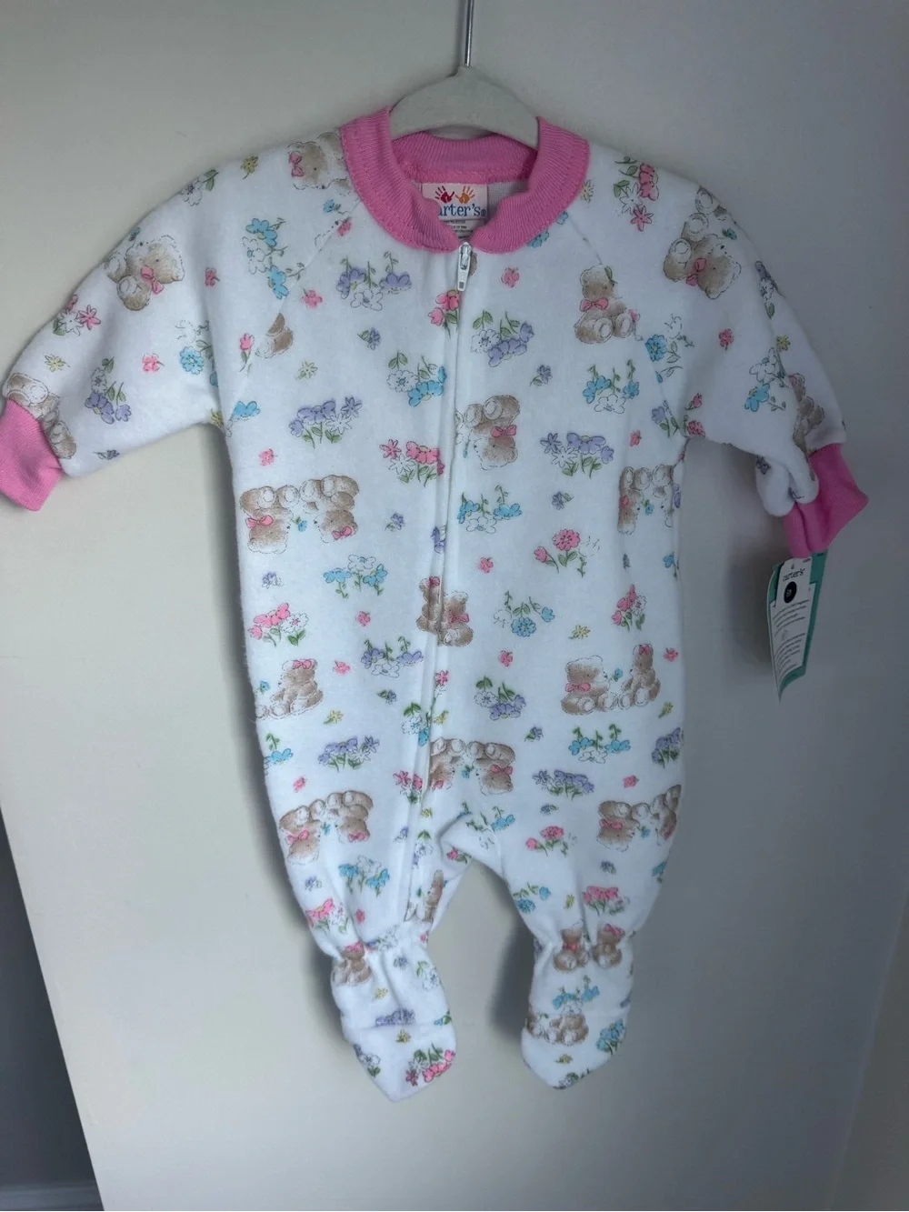 NWT Carters Vintage Bear Print Footie Size 6M